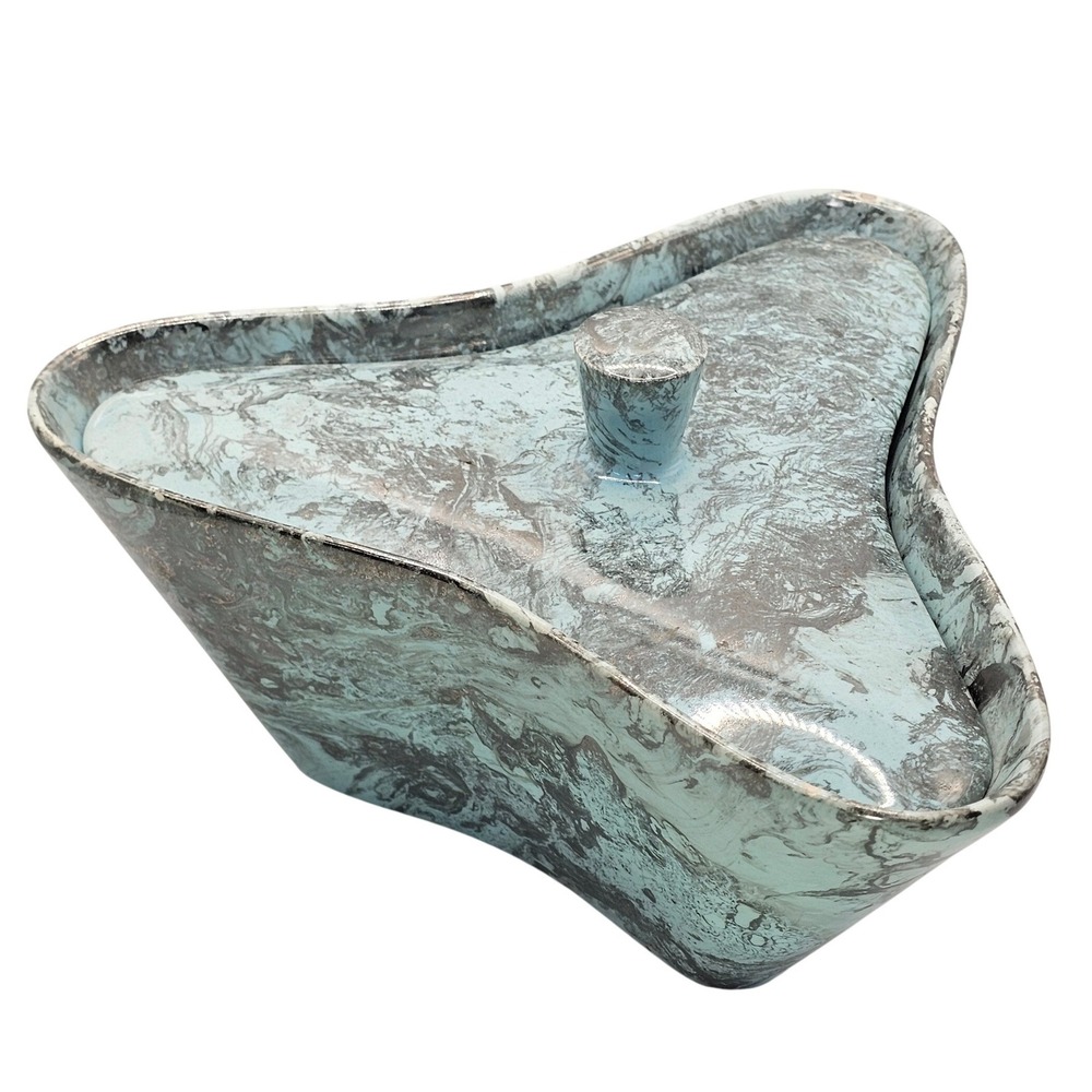 Blue Mist‎ Santa Anita Ware Covered Dish Triangle MCM Retro California Pottery